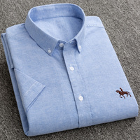 Lato 100% bawełna męskie koszule Oxford męski z krótkim rękawem Casual Slim dopasowana sukienka koszula męska koszula biznesowa Camisa Social bluzka 4